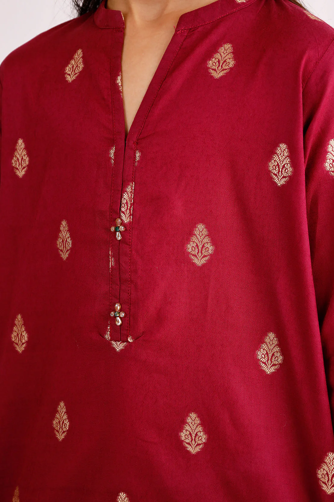 Stitched Cotton Jacquard Shirt/trouser For Kids - Image 4