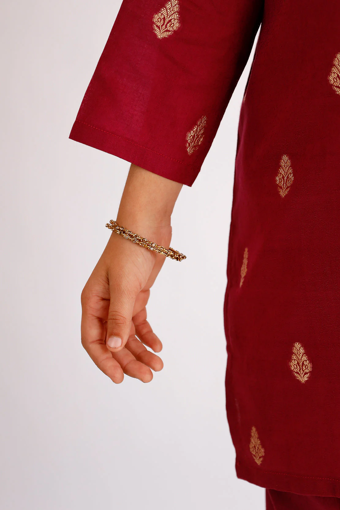 Stitched Cotton Jacquard Shirt/trouser For Kids - Image 5