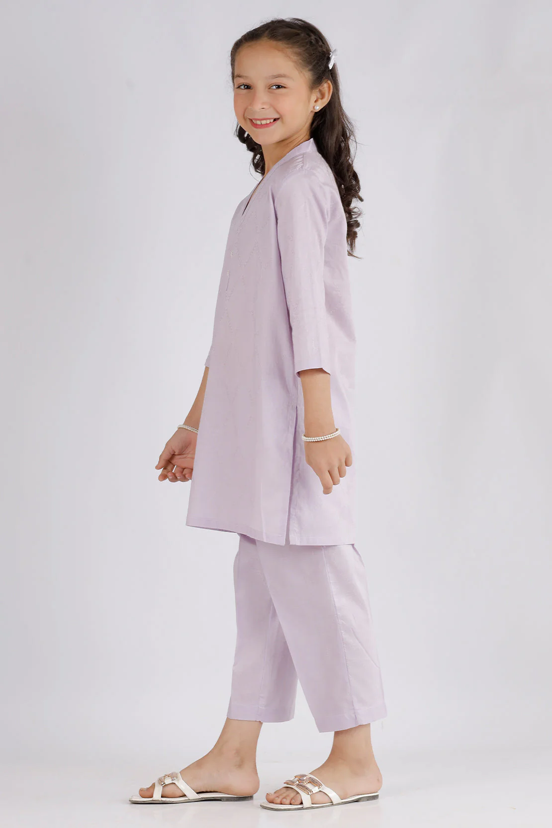 Stitched Cotton Jacquard Shirt/trouser For Kids - Image 2
