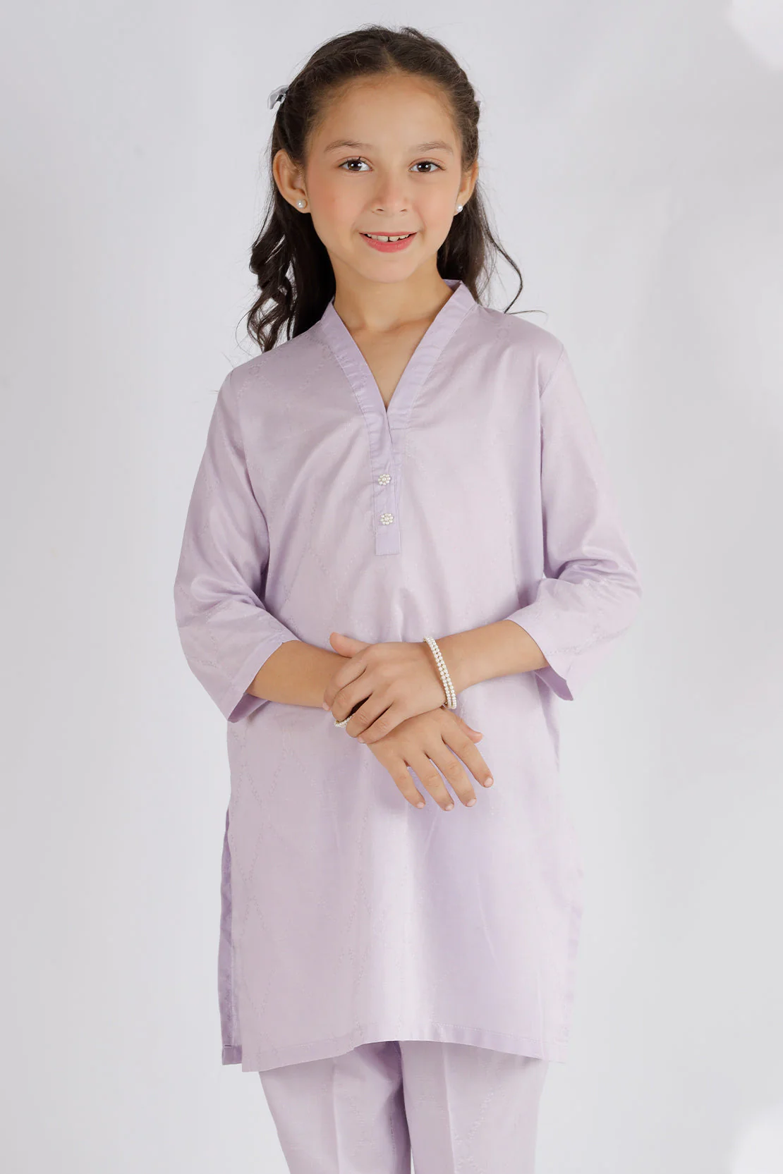 Stitched Cotton Jacquard Shirt/trouser For Kids - Image 3