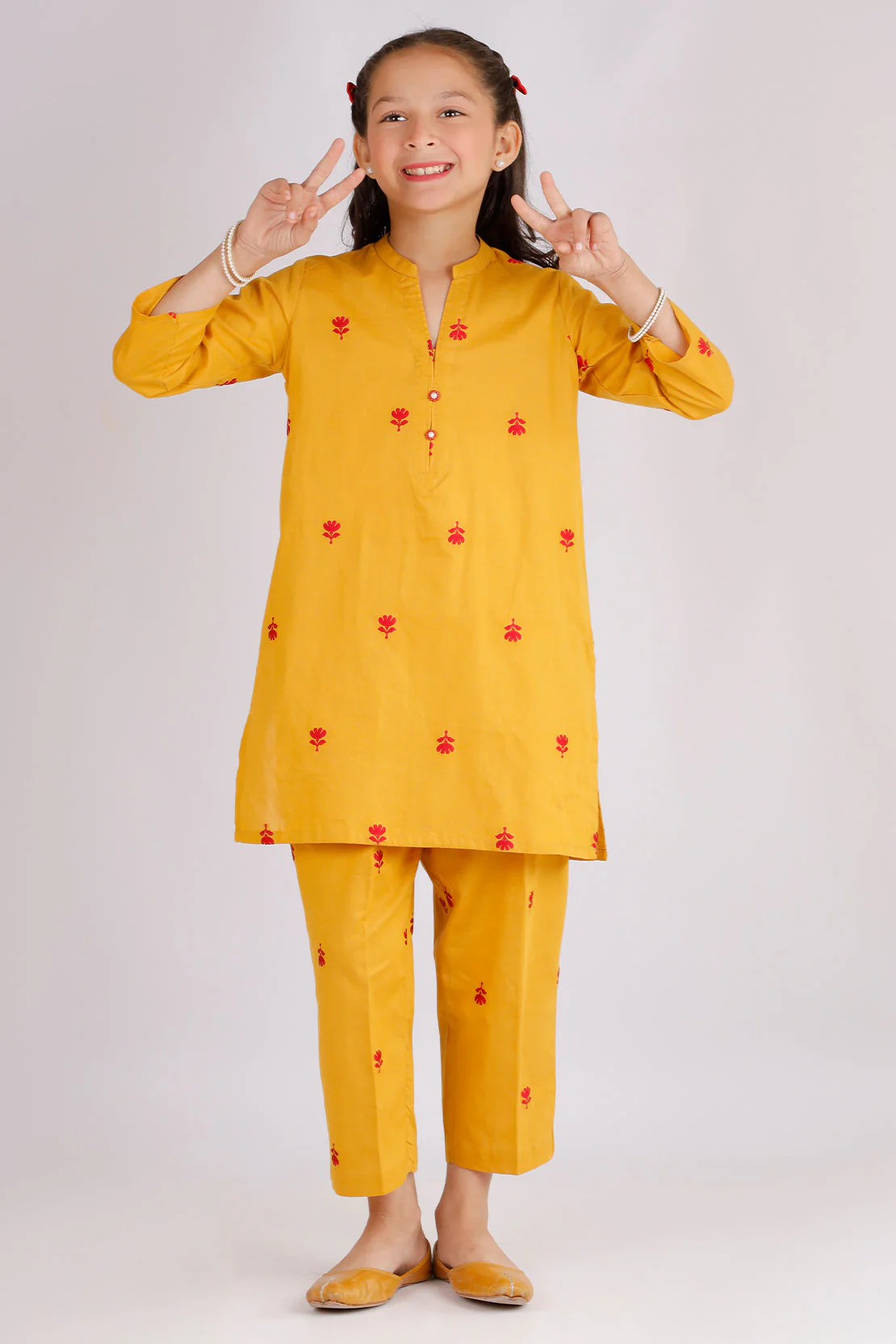 Stitched Cotton Jacquard Shirt/trouser For Kids - Image 2