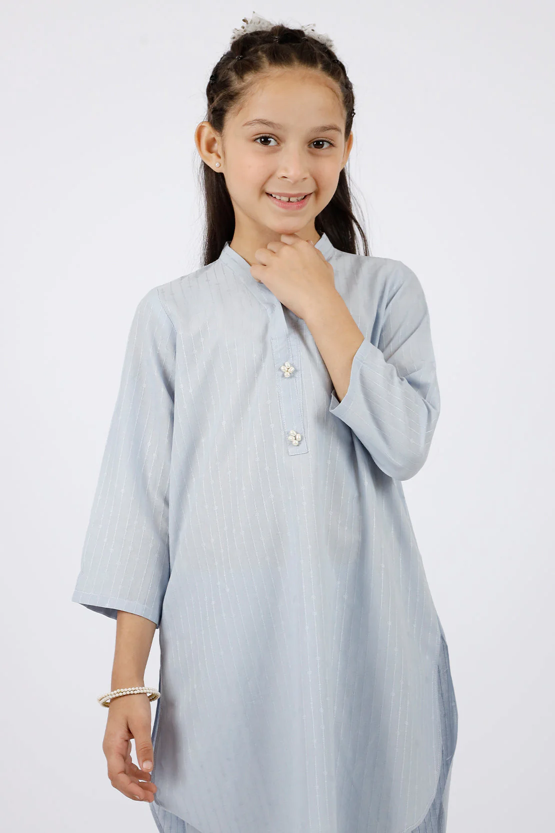 Stitched Cotton Jacquard Shirt/trouser For Kids - Image 3