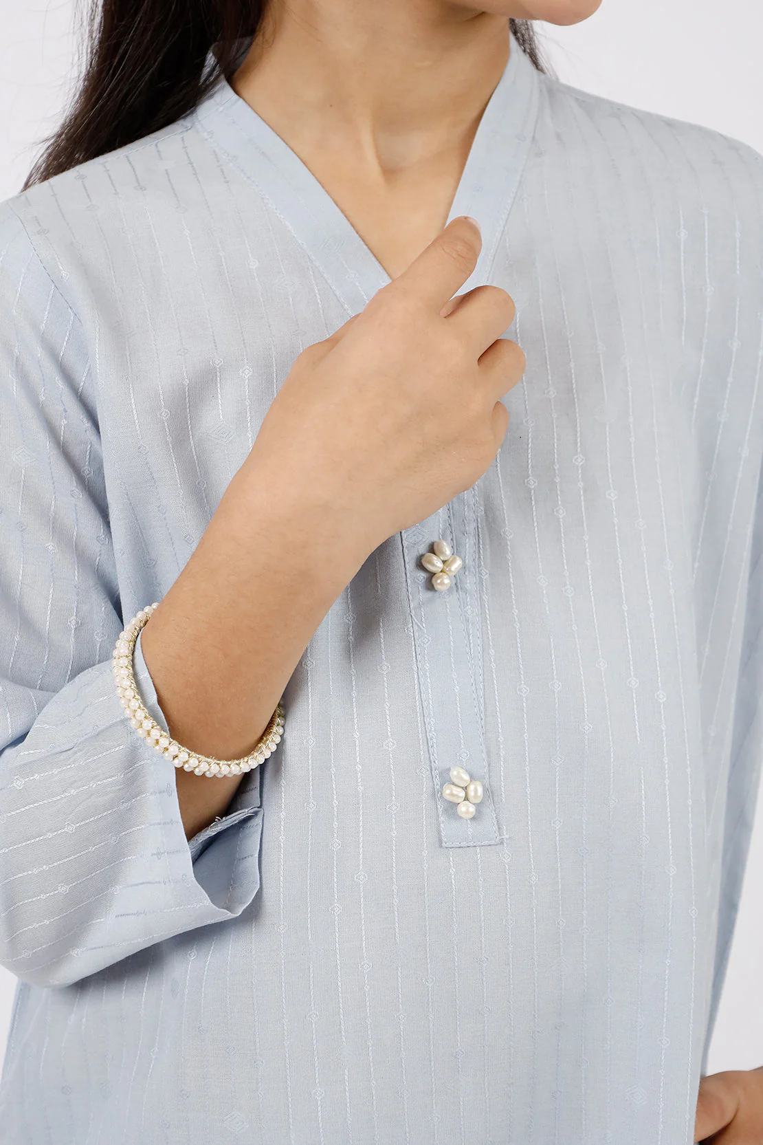 Stitched Cotton Jacquard Shirt/trouser For Kids - Image 5