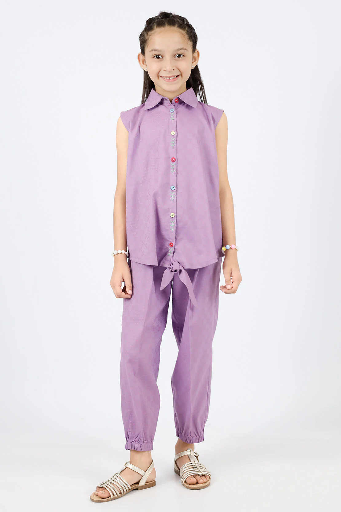 Stitched Cotton Jacquard Shirt/trouser For Kids - Image 2
