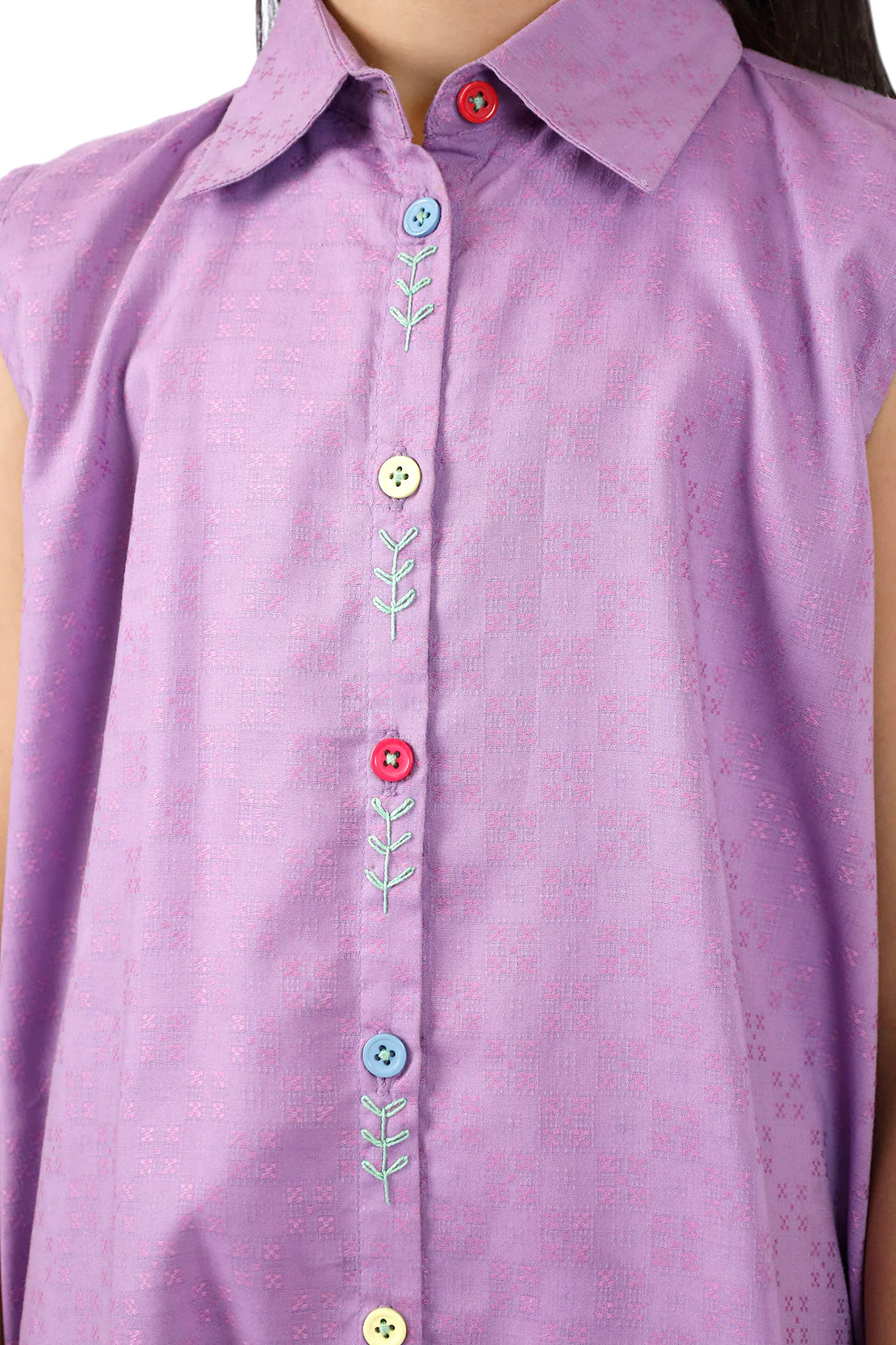 Stitched Cotton Jacquard Shirt/trouser For Kids - Image 4