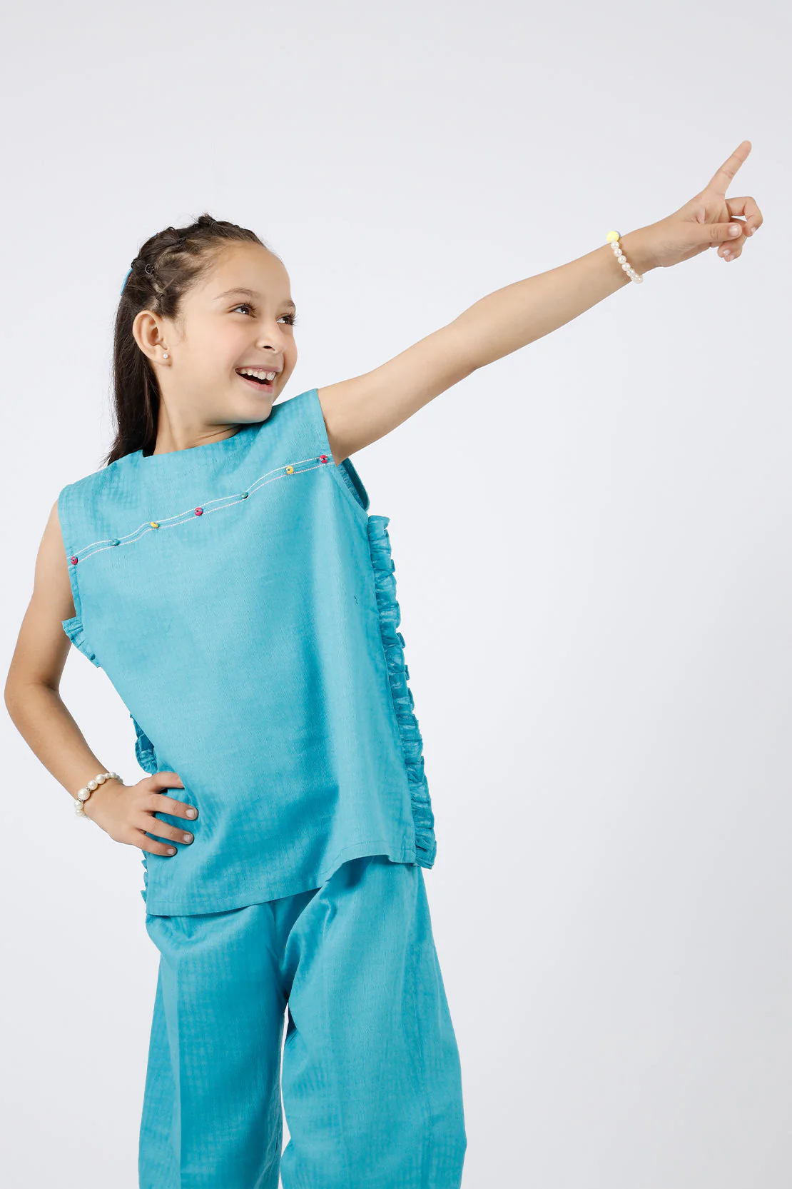 Stitched Cotton Jacquard Shirt/trouser For Kids - Image 5