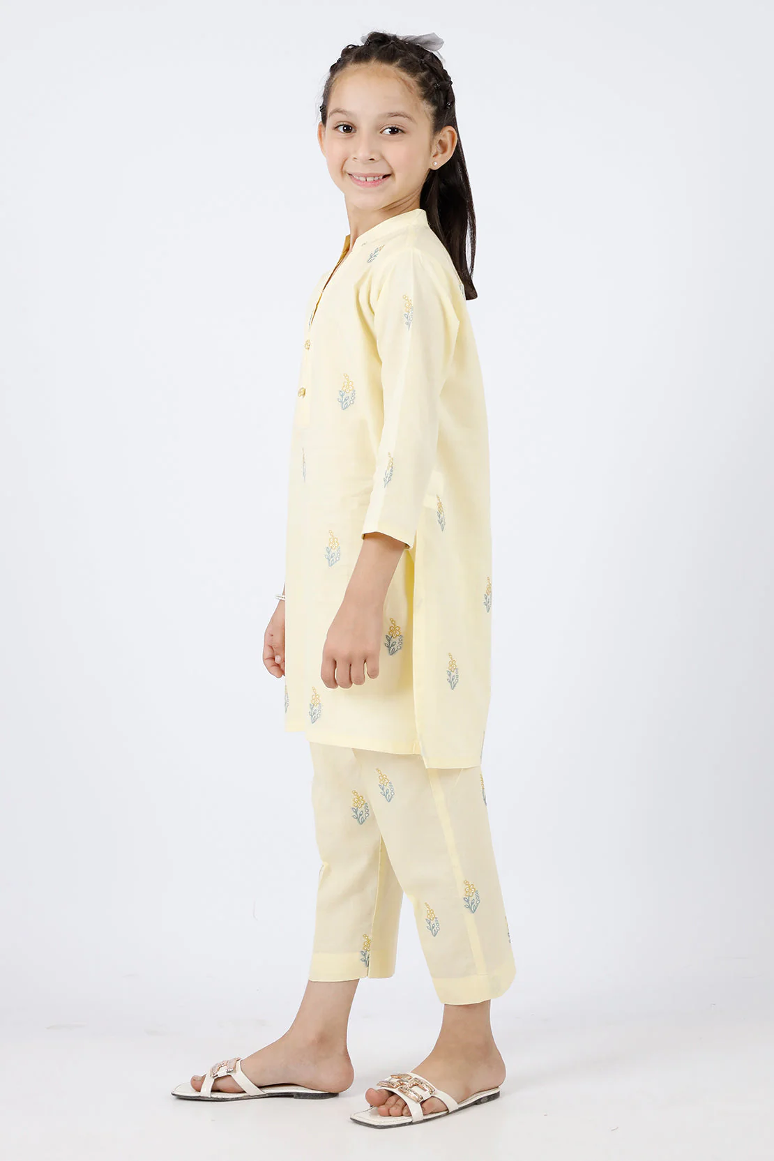 Stitched Cotton Jacquard Shirt/Trouser For Kids - Image 4