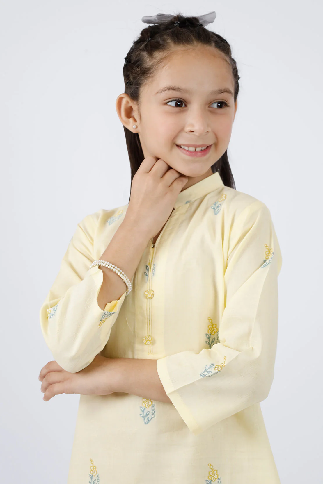 Stitched Cotton Jacquard Shirt/Trouser For Kids - Image 5