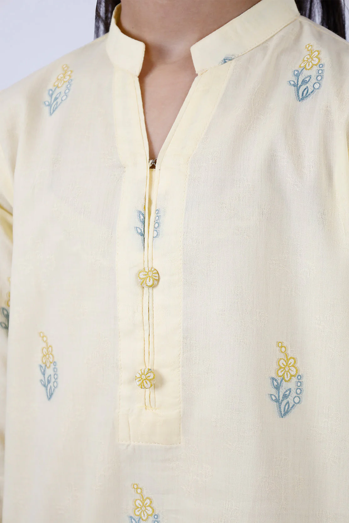 Stitched Cotton Jacquard Shirt/Trouser For Kids - Image 6