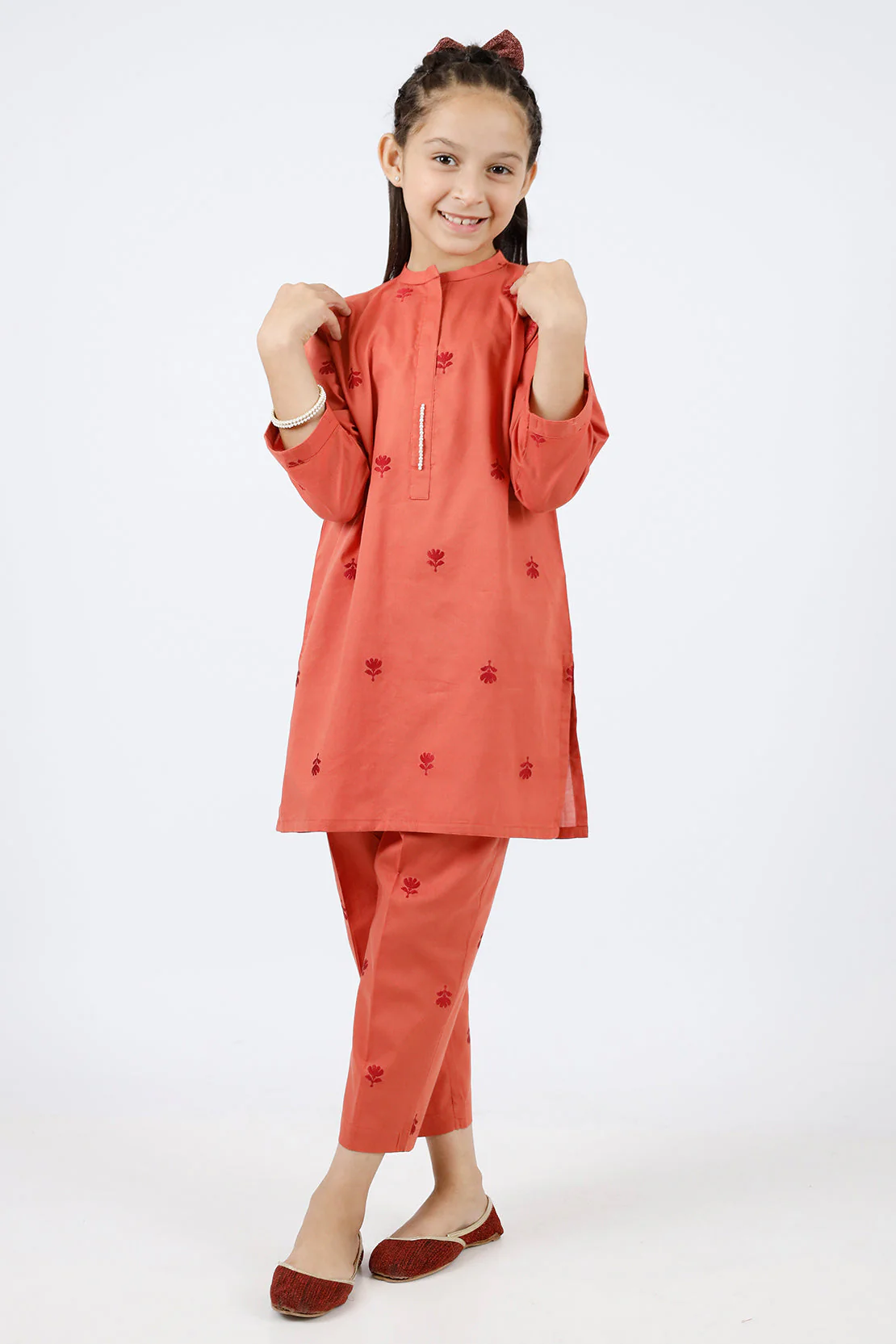 Stitched Cotton Jacquard Shirt/trouser For Kids - Image 2