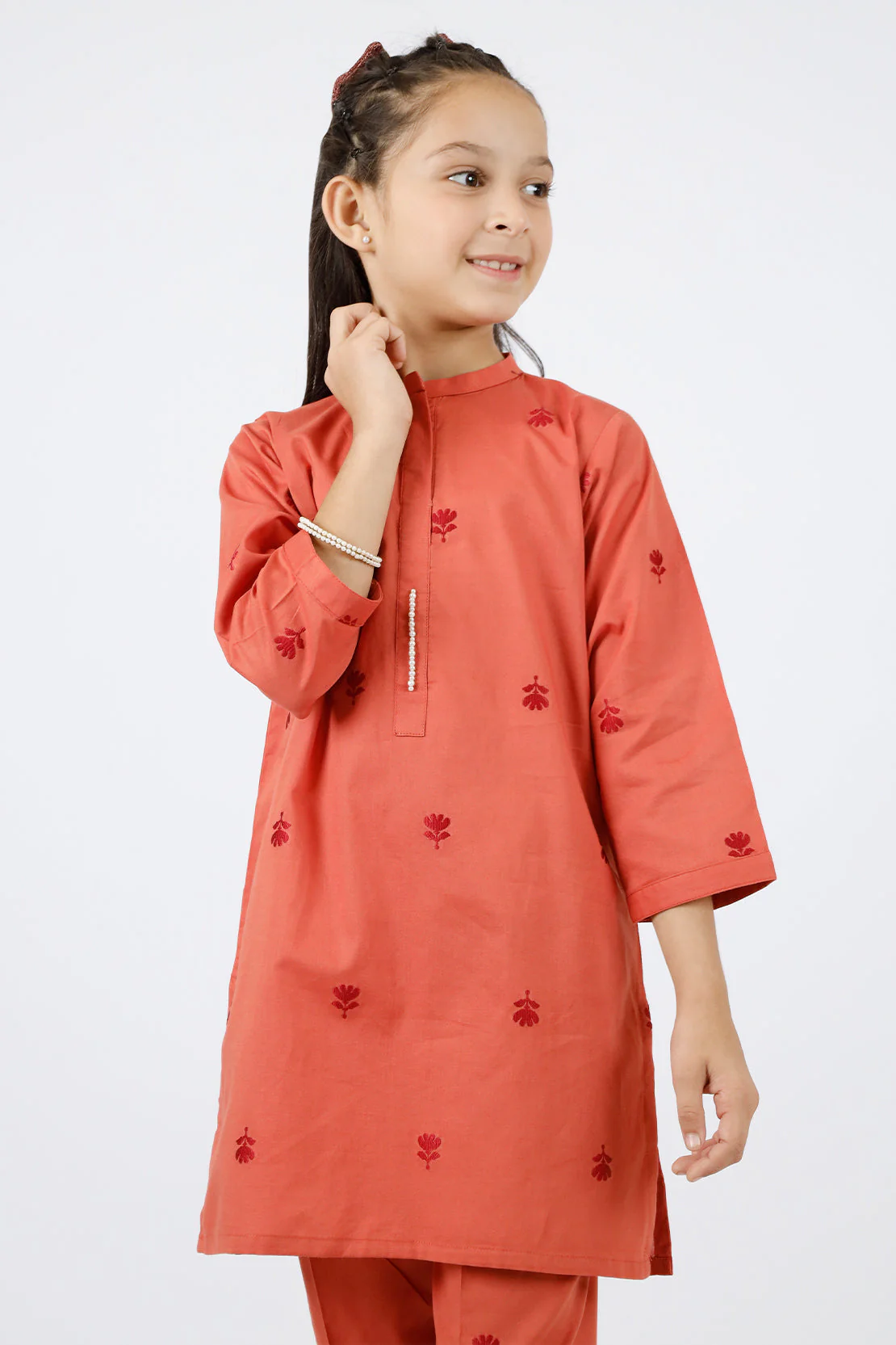 Stitched Cotton Jacquard Shirt/trouser For Kids - Image 3