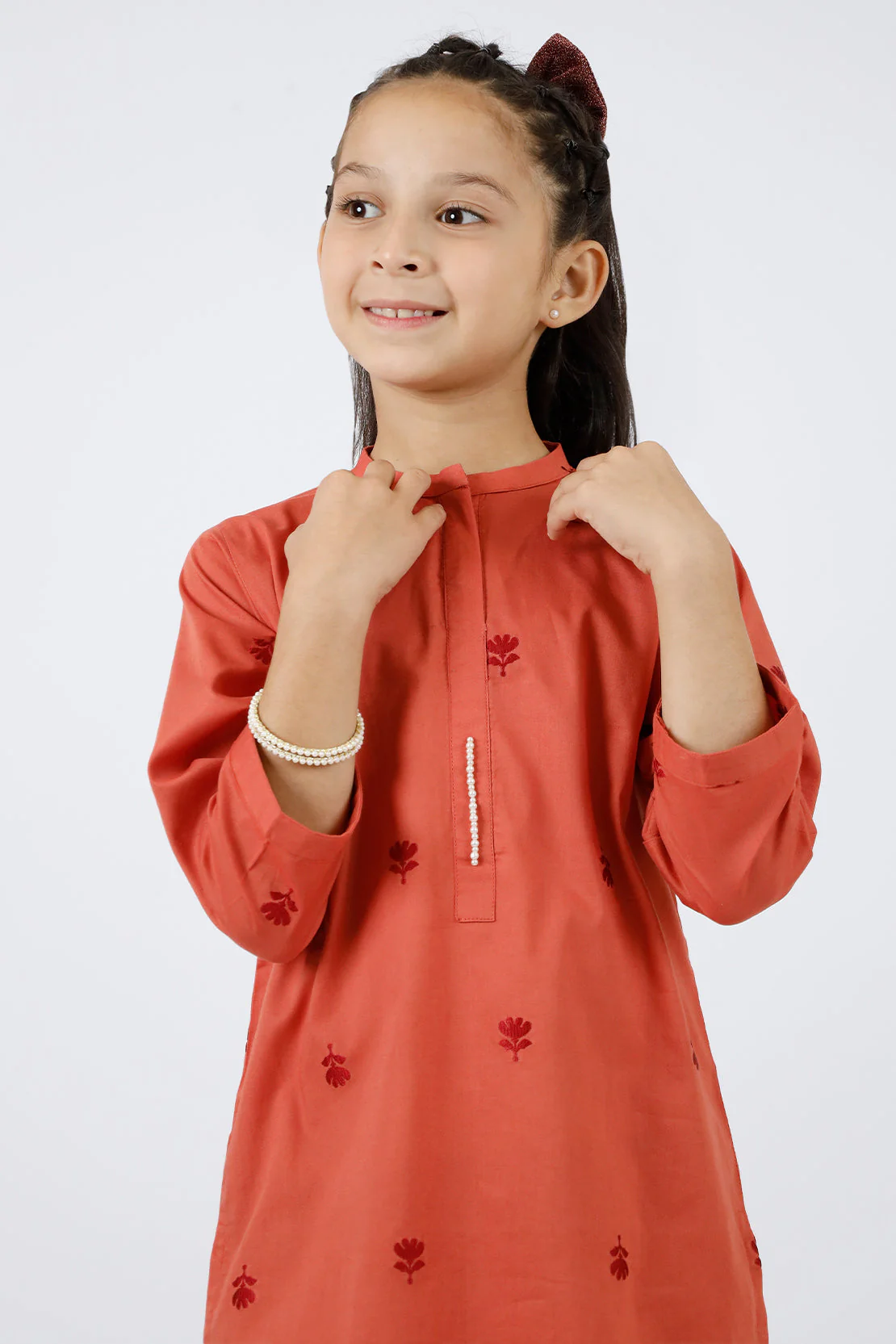 Stitched Cotton Jacquard Shirt/trouser For Kids - Image 4