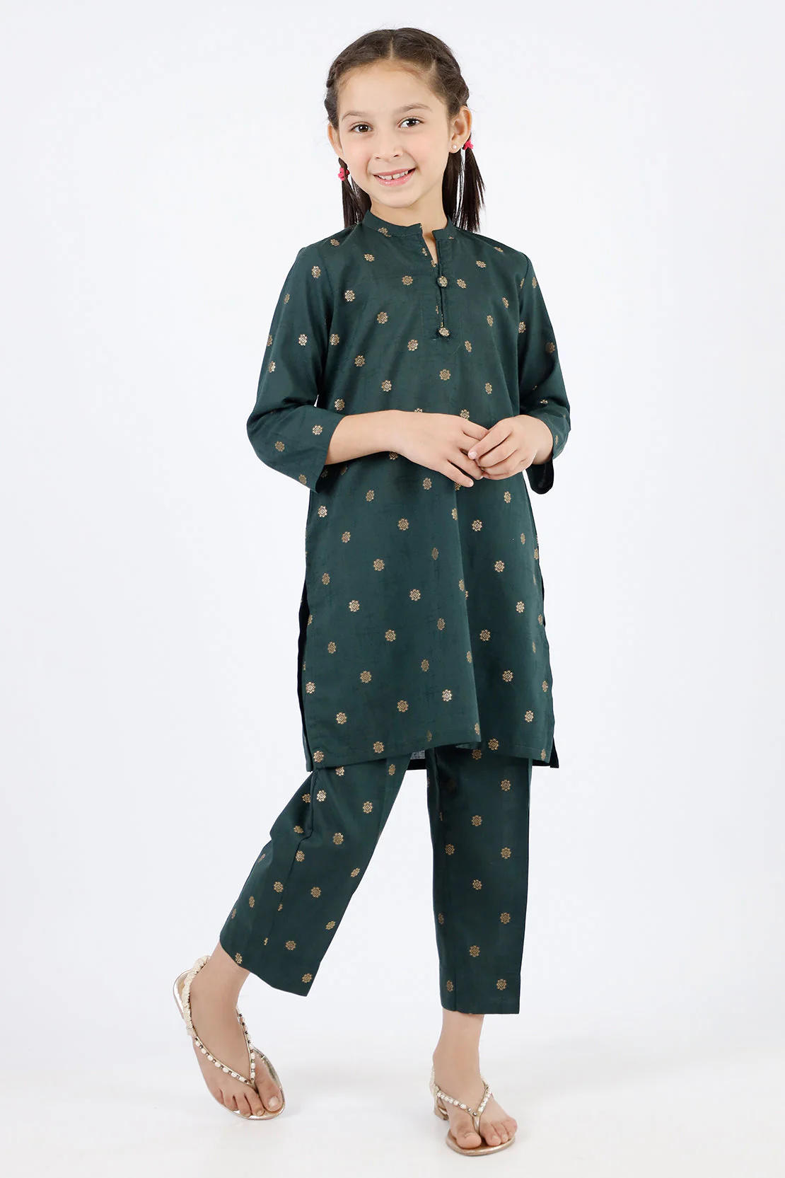 Stitched Cotton Jacquard Shirt/trouser For Kids - Image 2