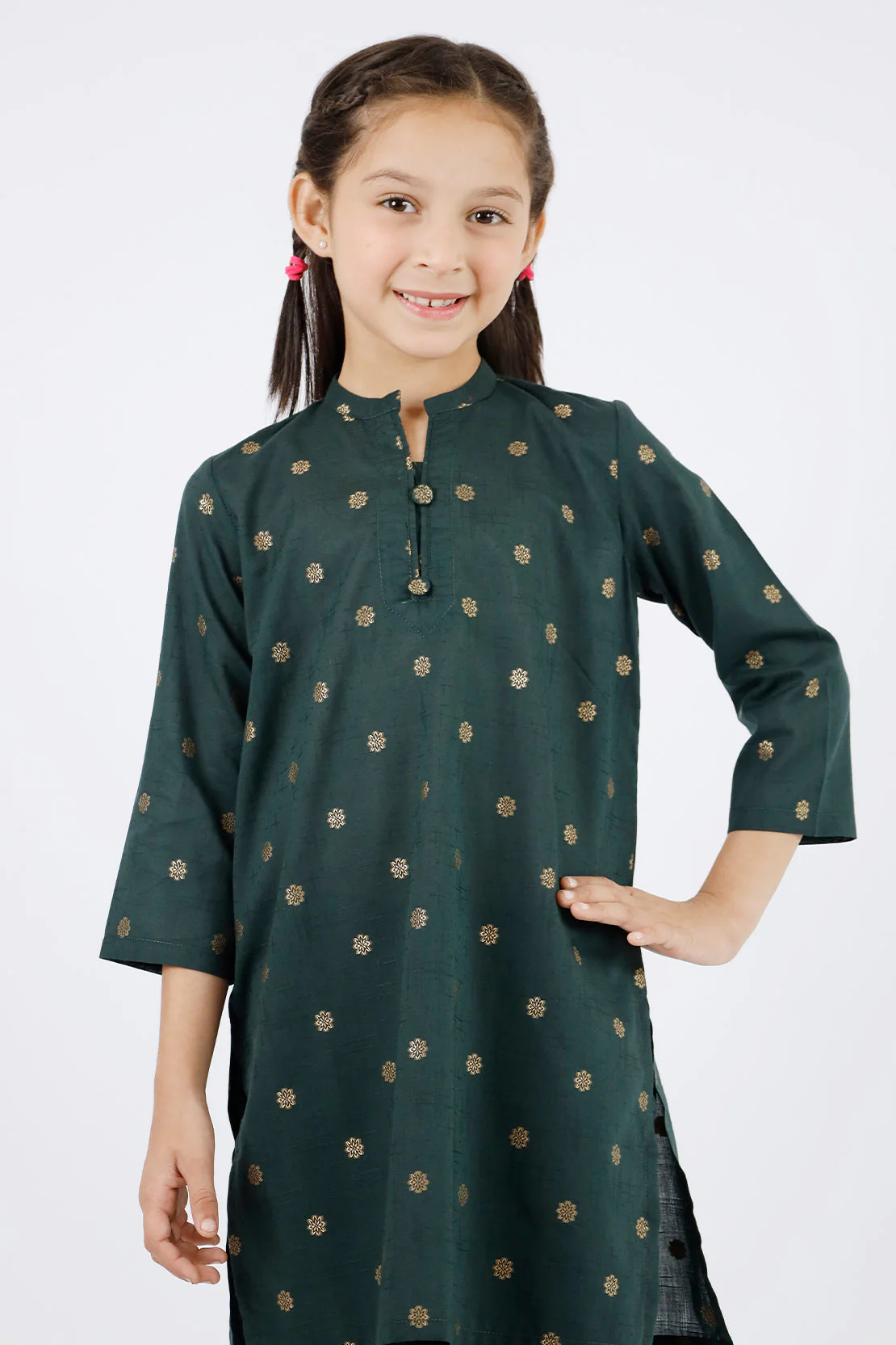 Stitched Cotton Jacquard Shirt/trouser For Kids - Image 3
