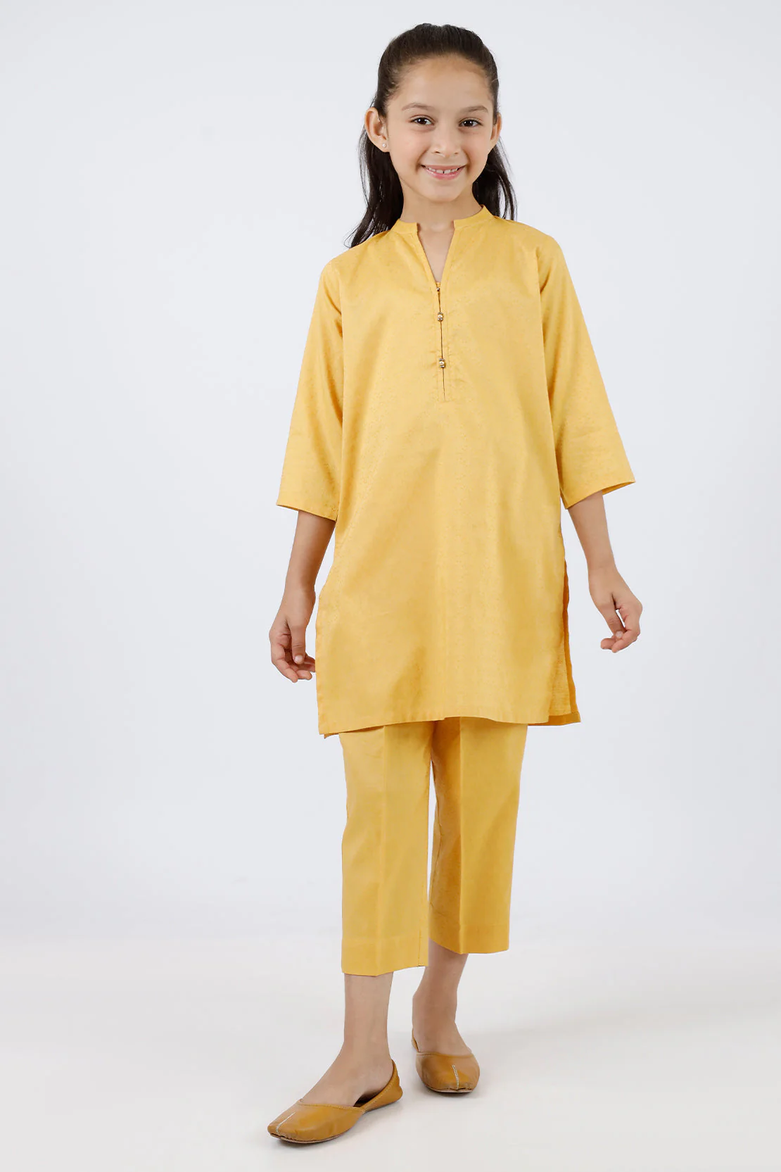 Stitched Cotton Jacquard Shirt/trouser For Kids - Image 2