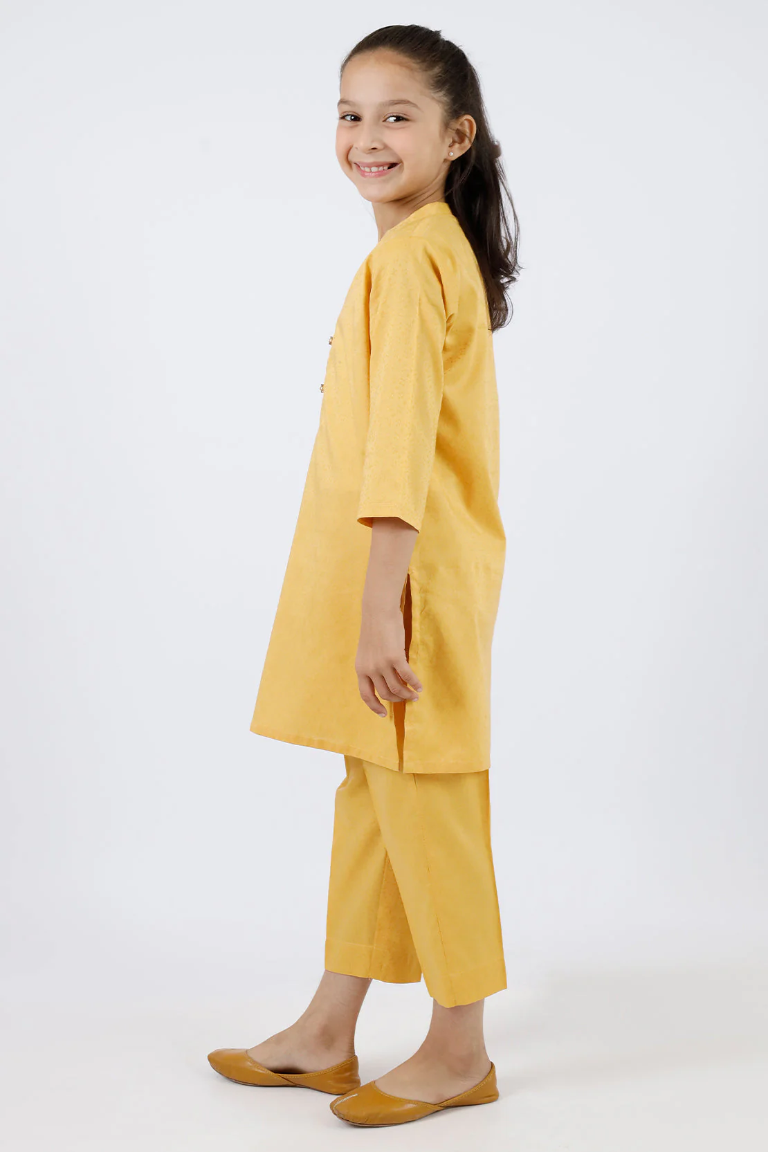 Stitched Cotton Jacquard Shirt/trouser For Kids - Image 3
