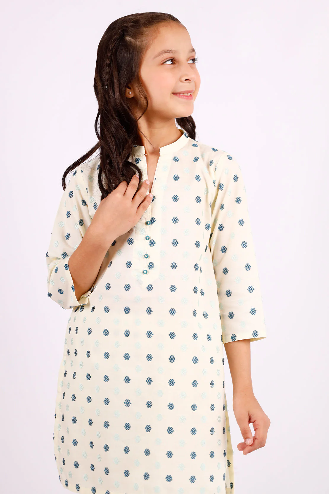 Stitched Cotton Jacquard Shirt/trouser For Kids - Image 3