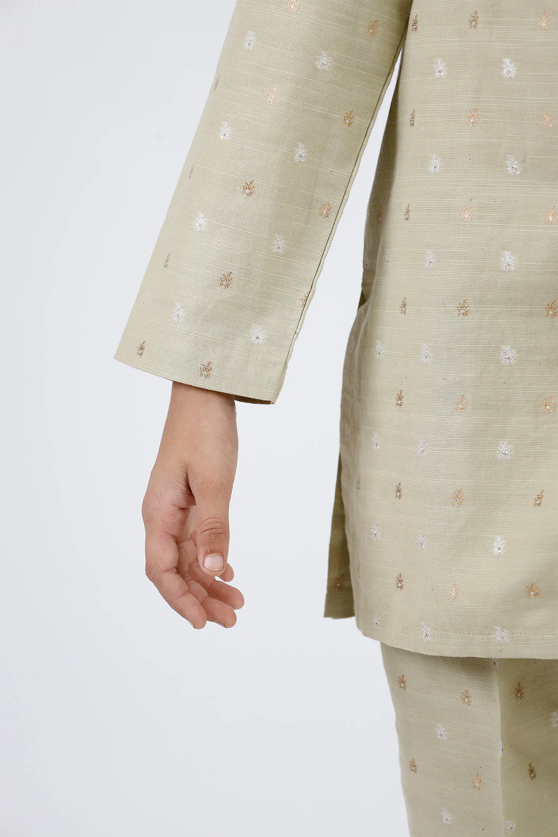 Stitched Cotton Jacquard Shirt/trouser For Kids - Image 5
