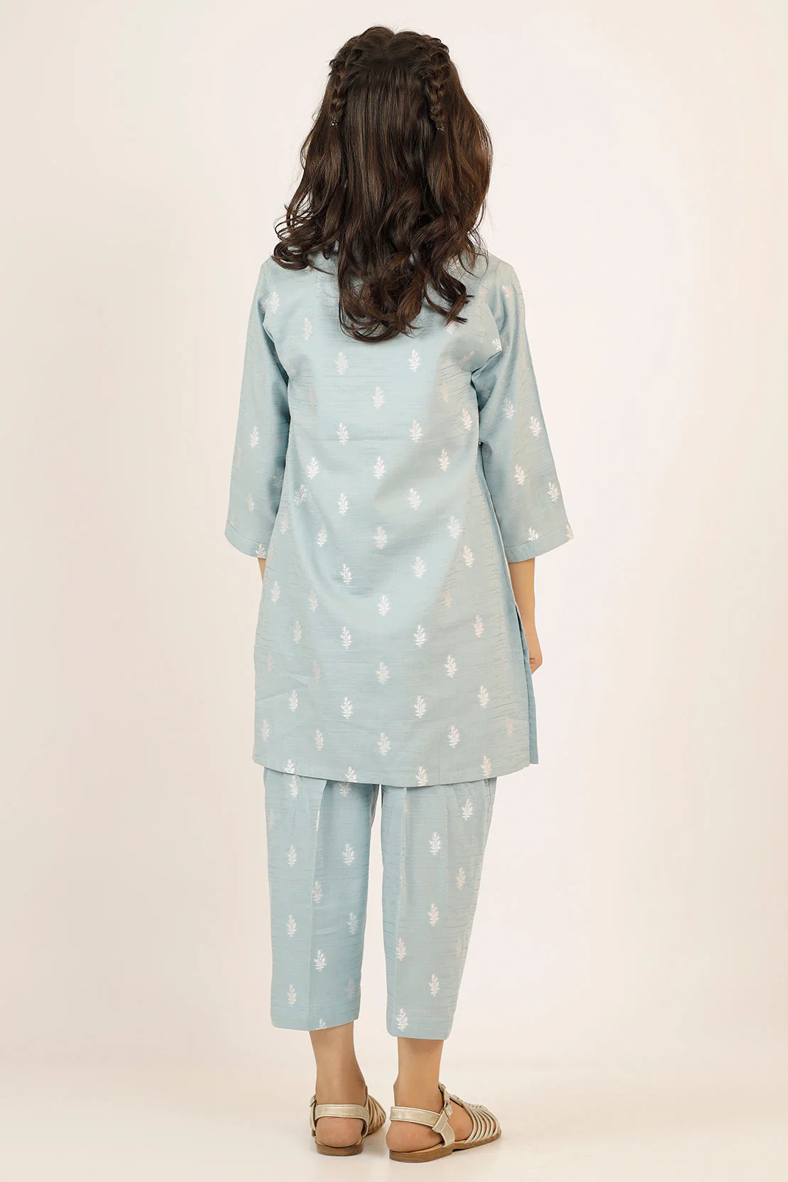 Stitched Cotton Jacquard Shirt/Trouser For Kids - Image 3