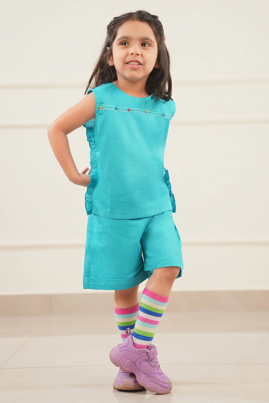 Stitched Cotton Jacquard Shirt/trouser For Kids - Image 2