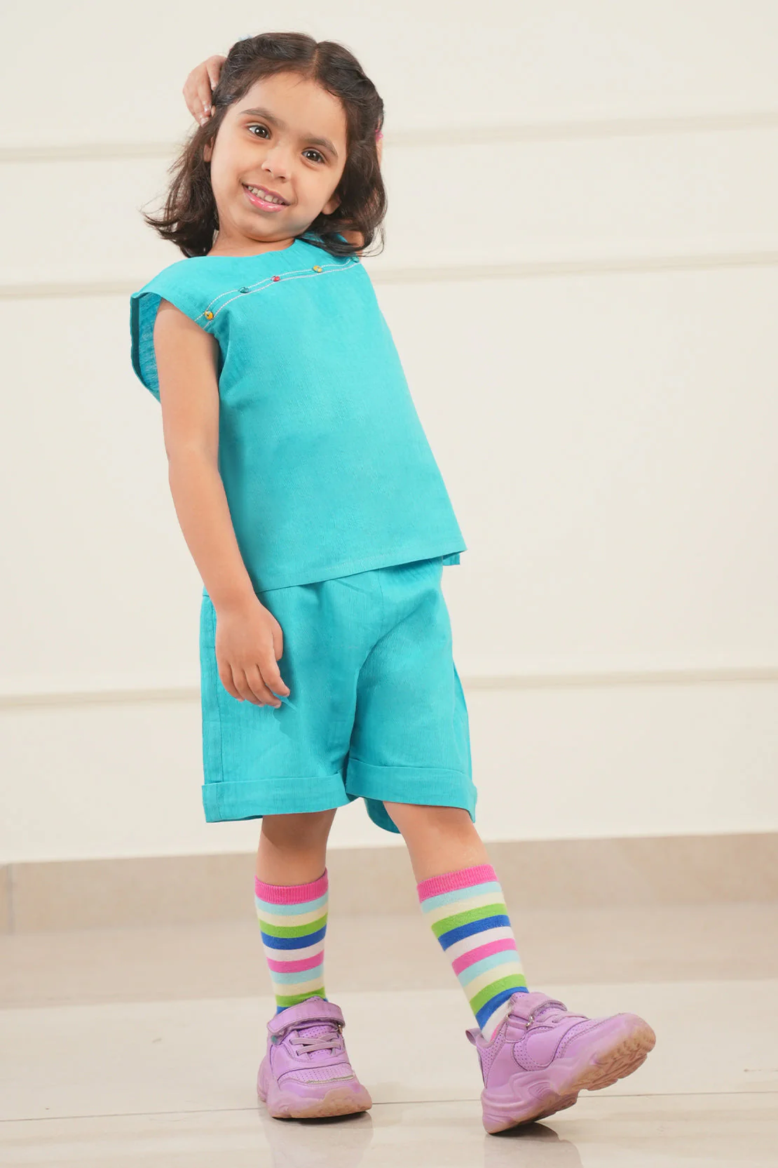 Stitched Cotton Jacquard Shirt/trouser For Kids - Image 3
