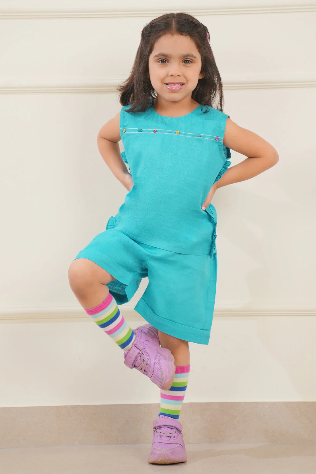 Stitched Cotton Jacquard Shirt/trouser For Kids - Image 4