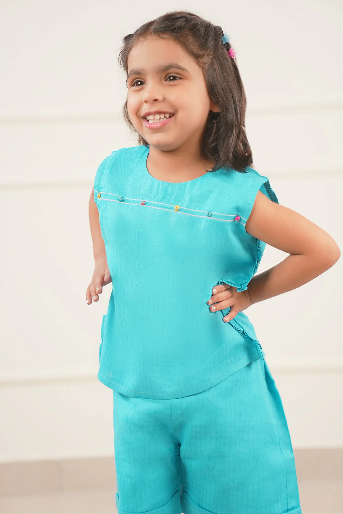 Stitched Cotton Jacquard Shirt/trouser For Kids - Image 6