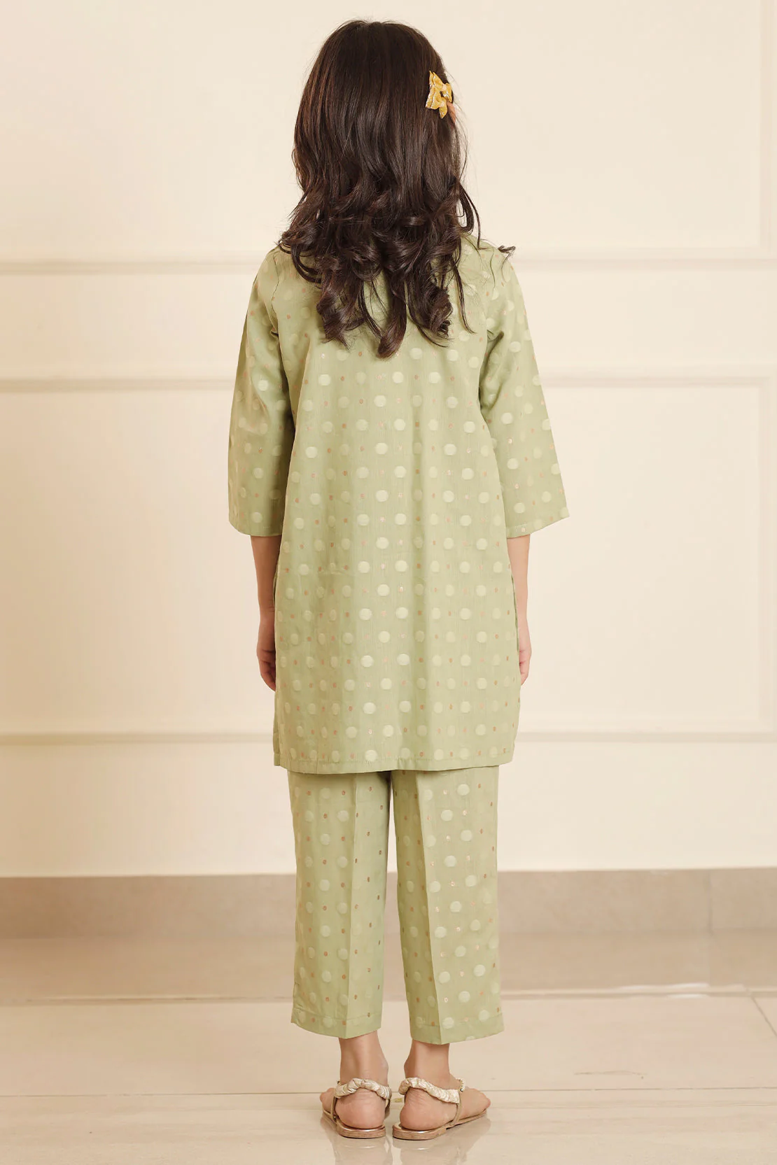 Stitched Cotton Jacquard Shirt/trouser For Kids - Image 3