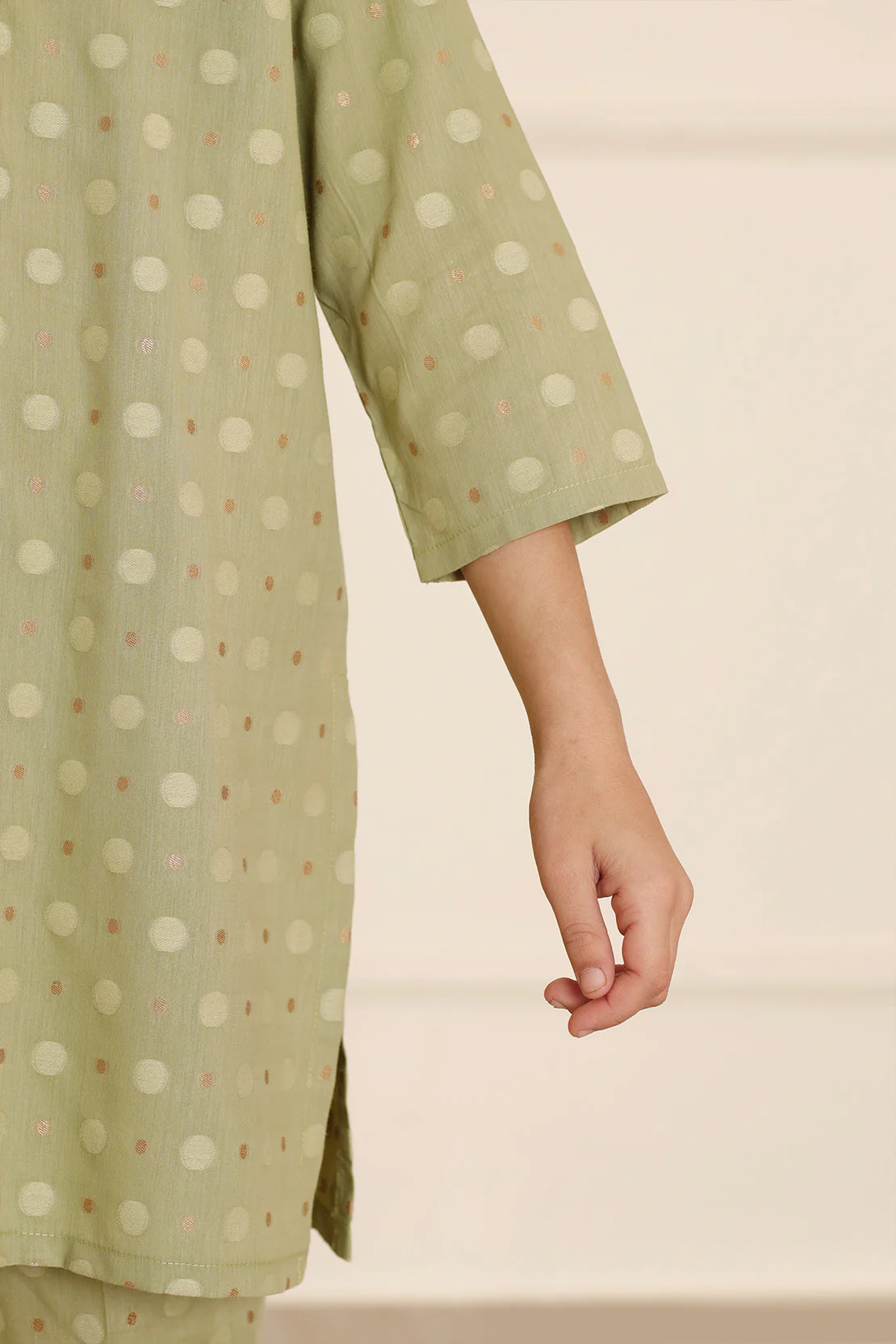 Stitched Cotton Jacquard Shirt/trouser For Kids - Image 4