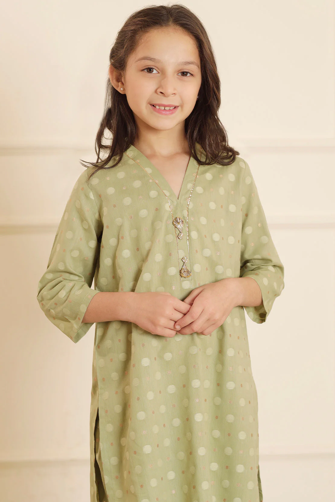 Stitched Cotton Jacquard Shirt/trouser For Kids - Image 6