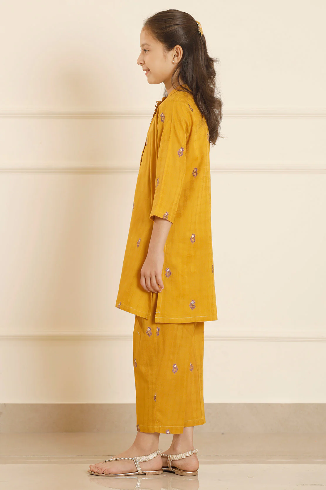 Stitched Cotton Jacquard Shirt/trouser For Kids - Image 3