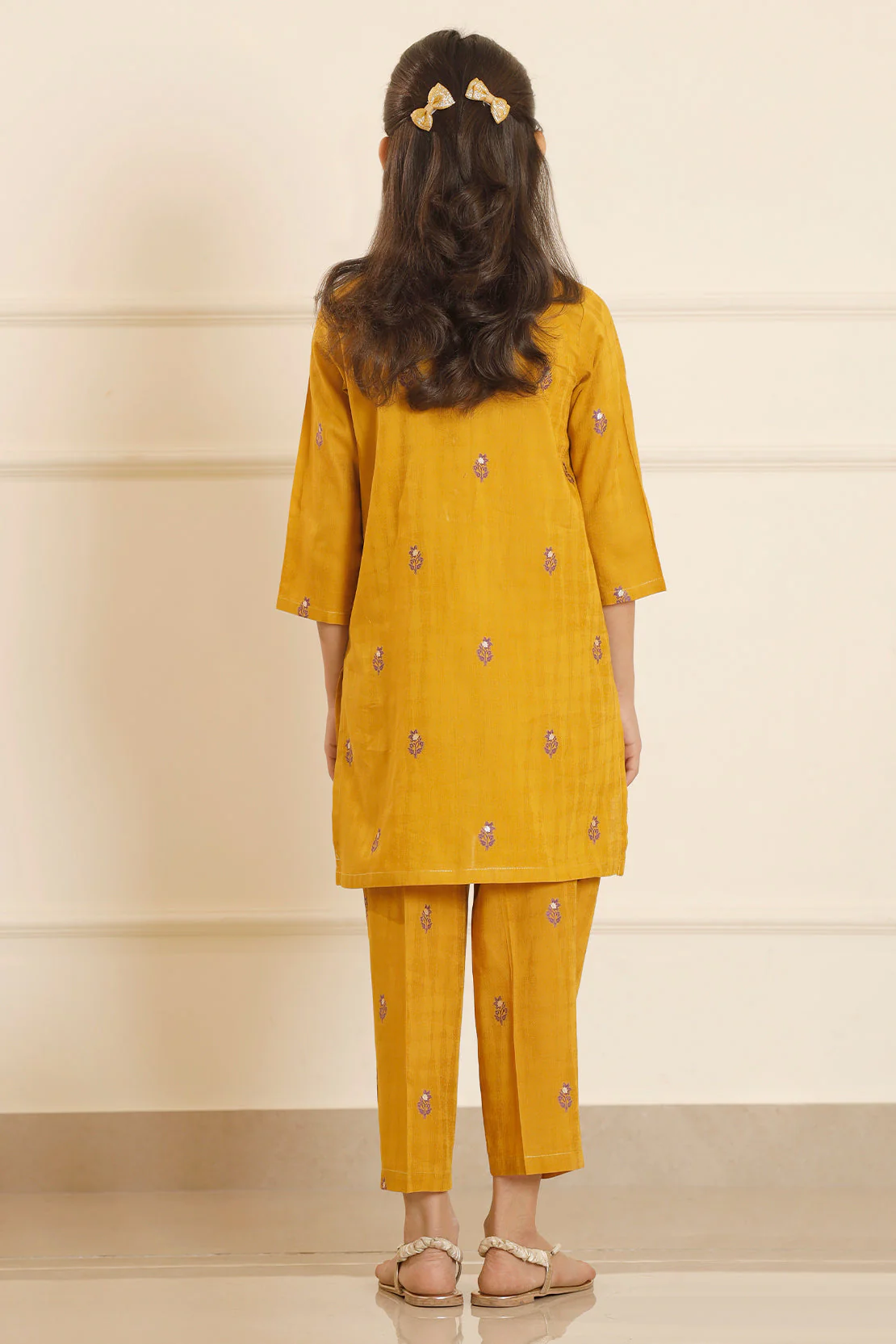 Stitched Cotton Jacquard Shirt/trouser For Kids - Image 4