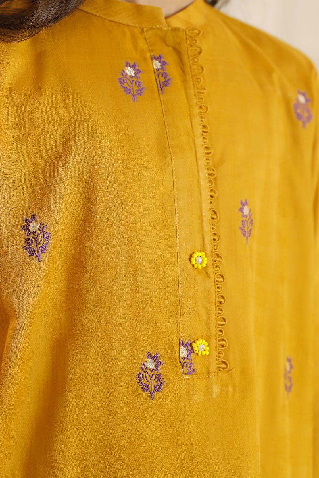 Stitched Cotton Jacquard Shirt/trouser For Kids - Image 5