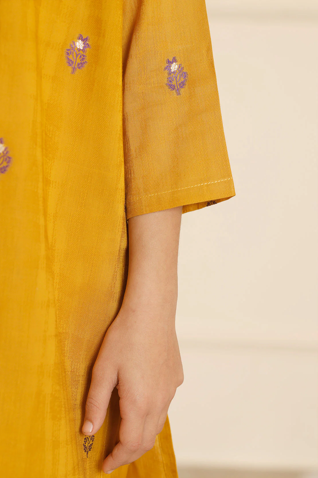 Stitched Cotton Jacquard Shirt/trouser For Kids - Image 6