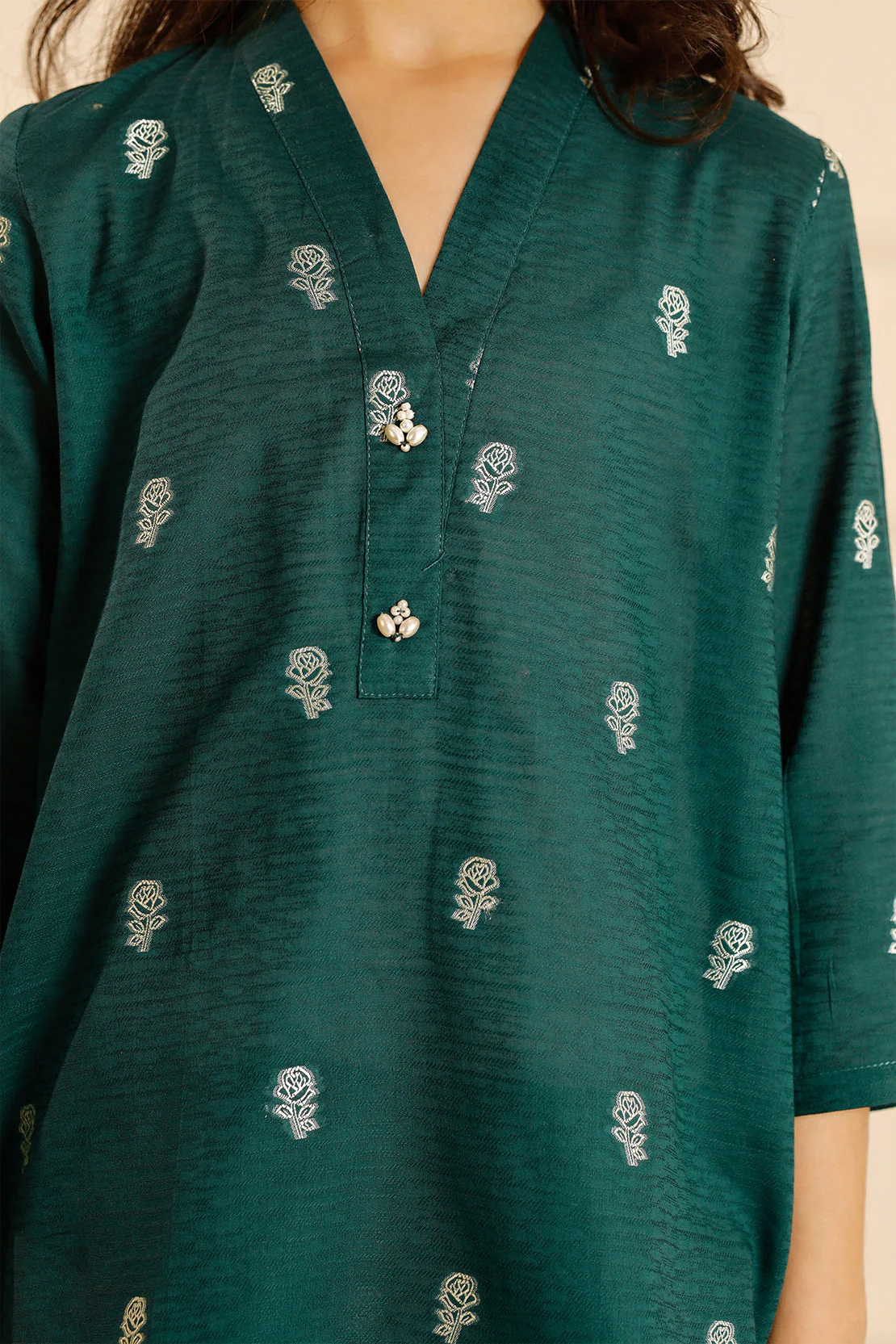 Stitched Cotton Jacquard Shirt/trouser For Kids - Image 4