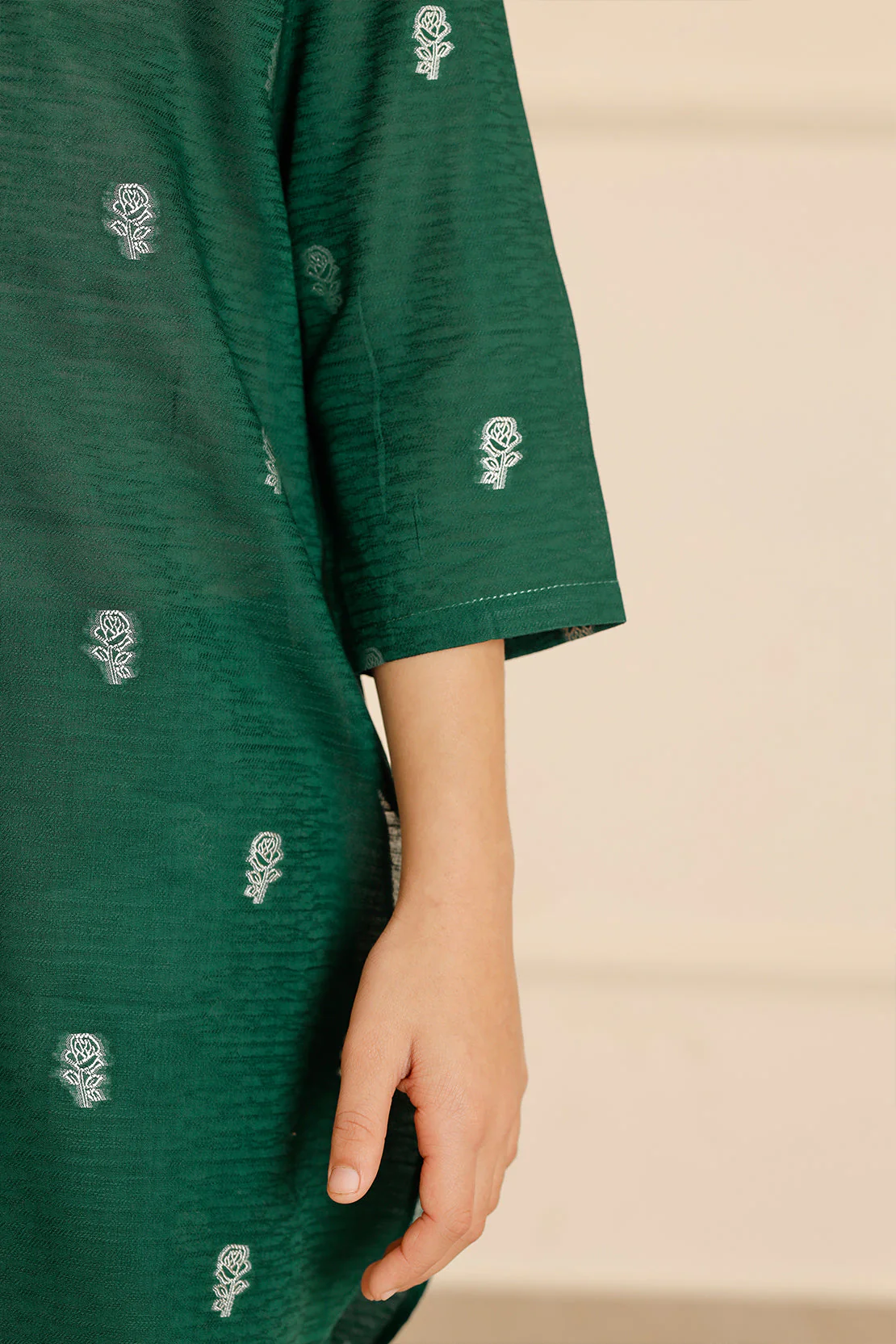 Stitched Cotton Jacquard Shirt/trouser For Kids - Image 5
