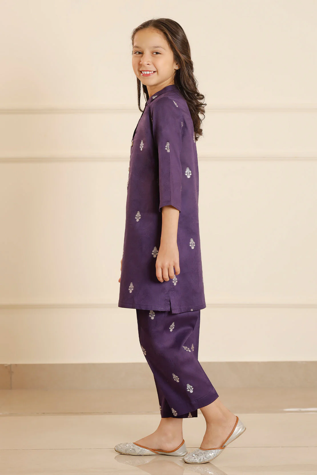 Stitched Cotton Jacquard Shirt/trouser For Kids - Image 4