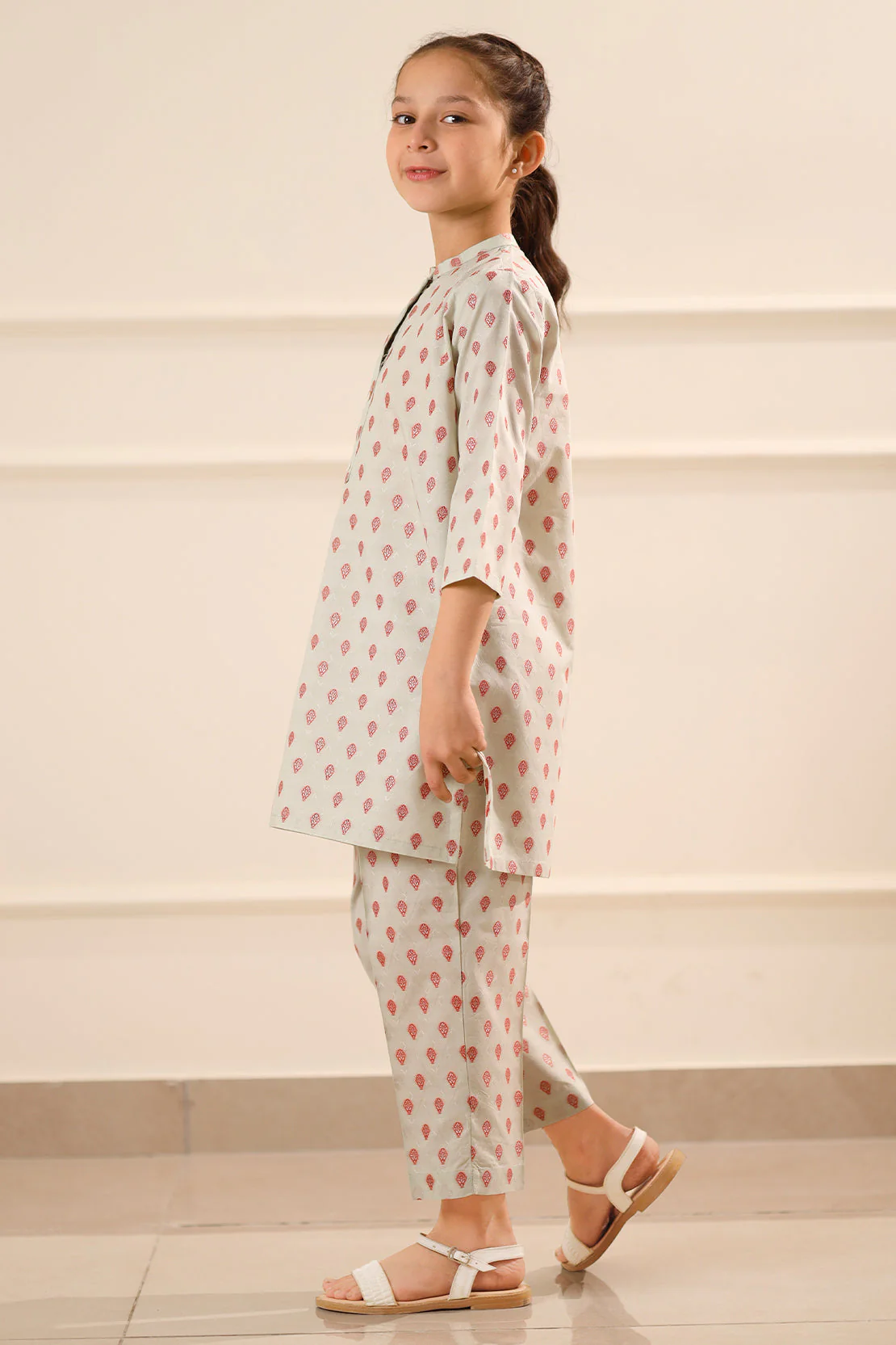 Stitched Cotton Jacquard Shirt/trouser For Kids - Image 4