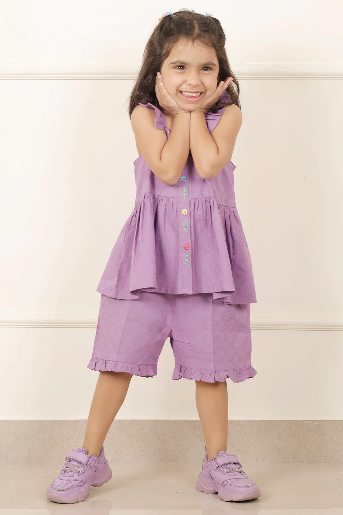 Stitched Cotton Jacquard Shirt/trouser For Kids - Image 3