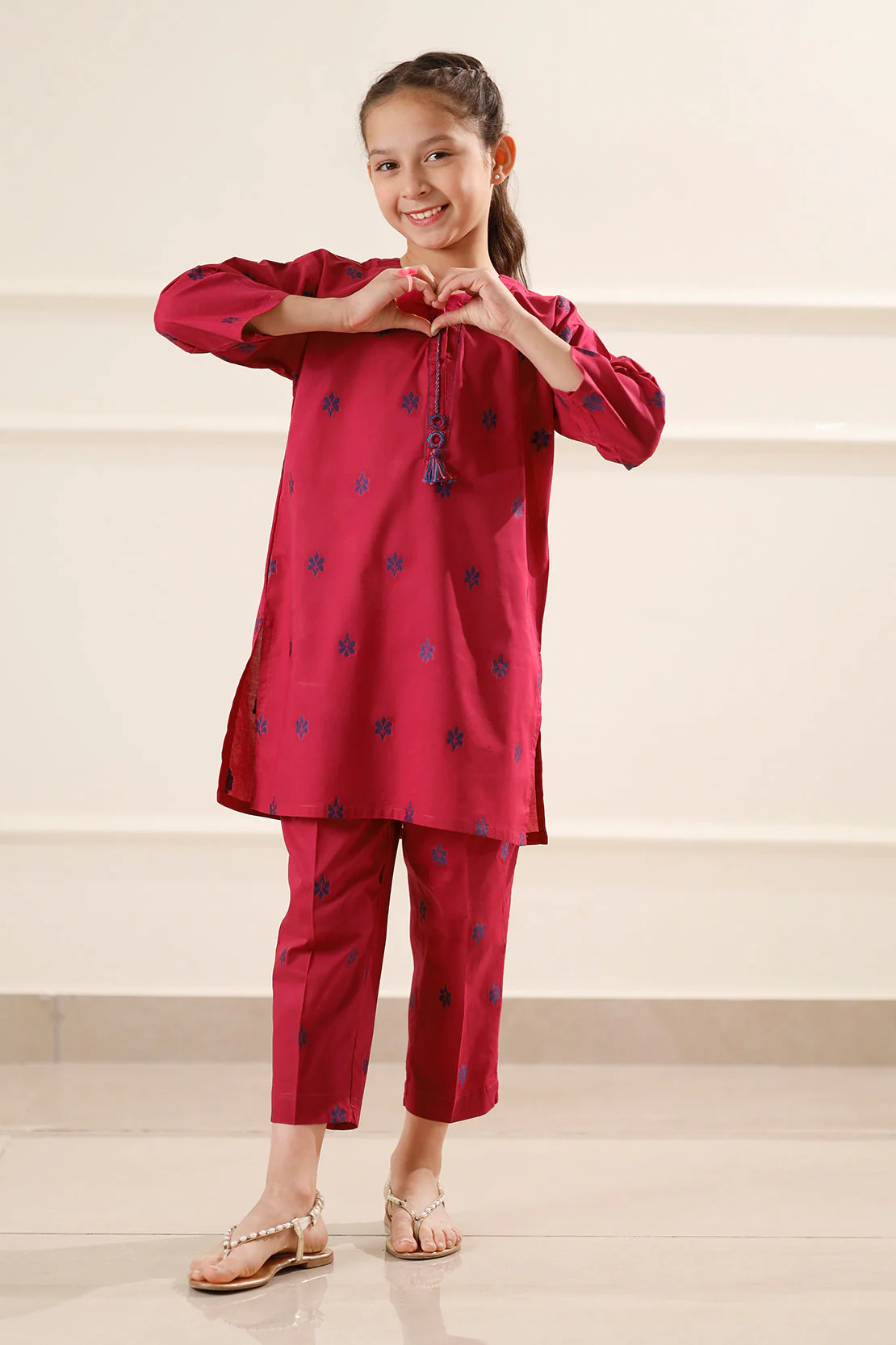 Stitched Cotton Jacquard Shirt/trouser For Kids - Image 3