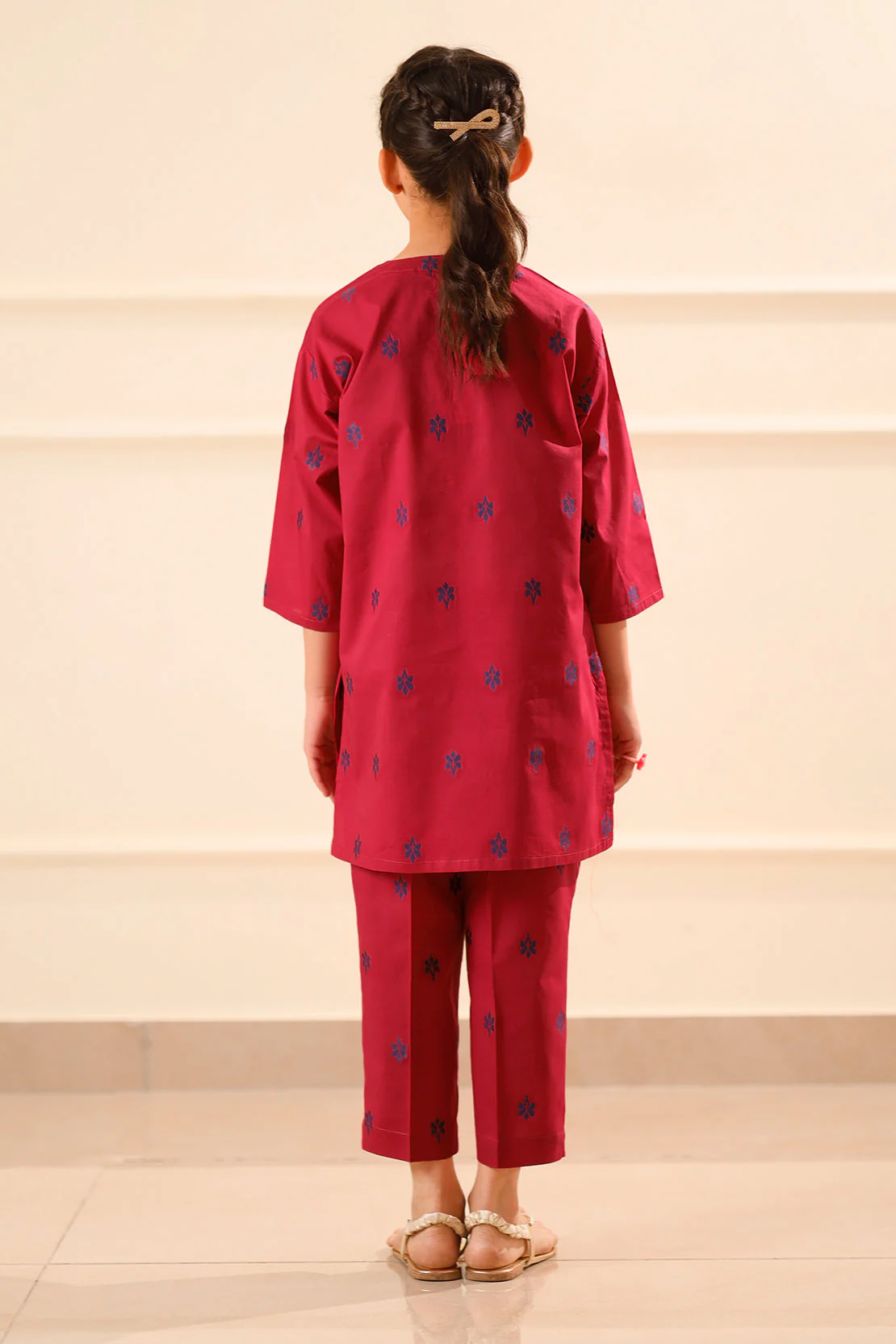 Stitched Cotton Jacquard Shirt/trouser For Kids - Image 5