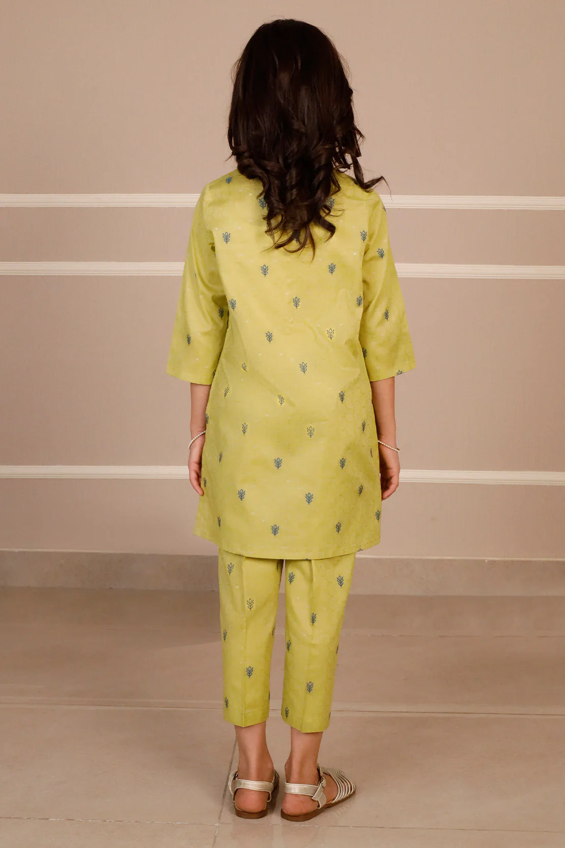 Stitched Cotton Jacquard Shirt/trouser For Kids - Image 4