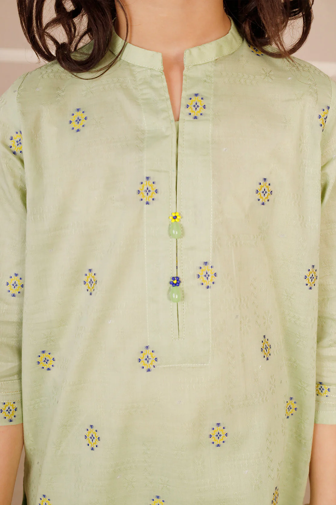 Stitched Cotton Jacquard Shirt/trouser For Kids - Image 6