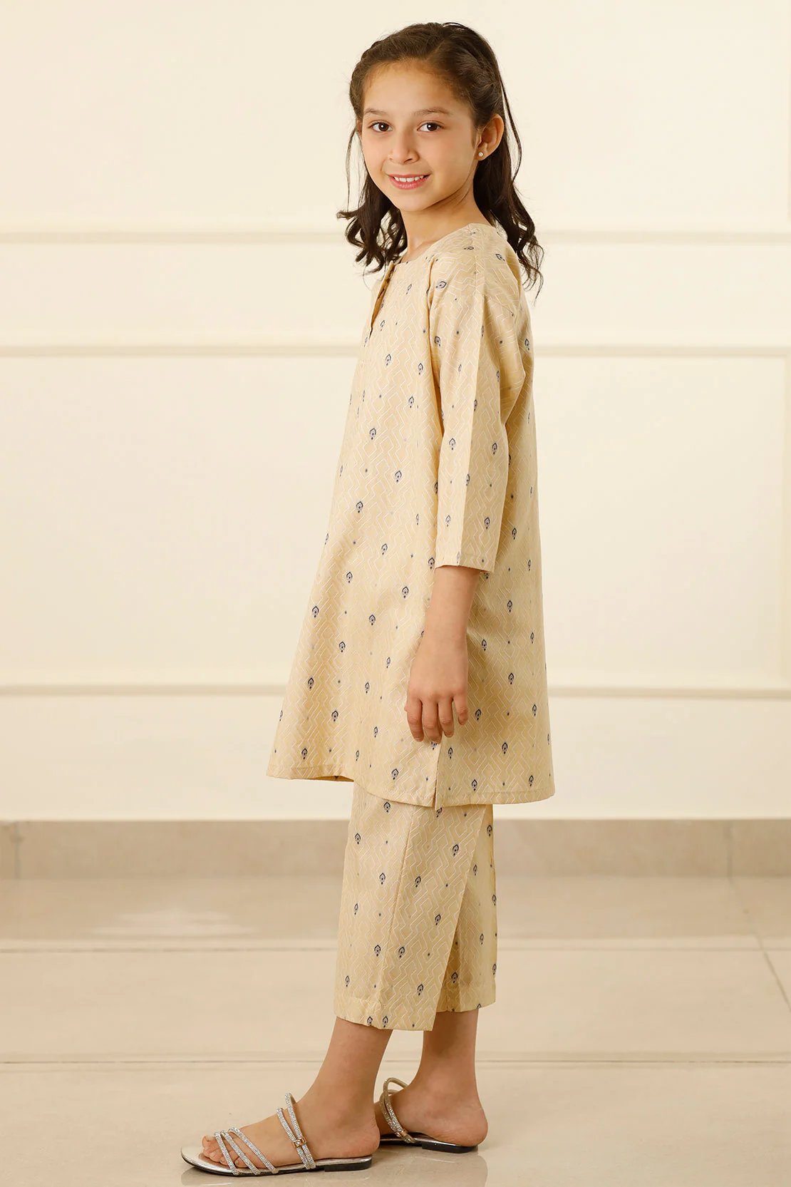 Stitched Cotton Jacquard Shirt/trouser For Kids - Image 2