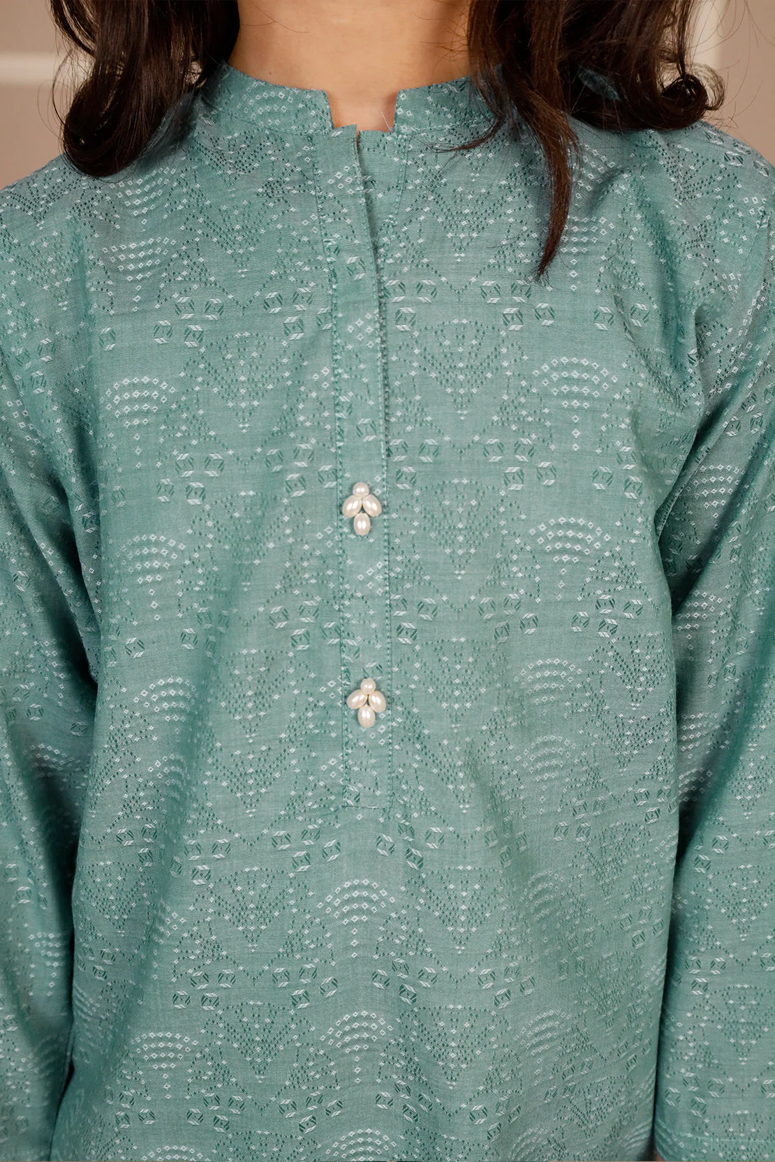 Stitched Cotton Jacquard Shirt/trouser For Kids - Image 4