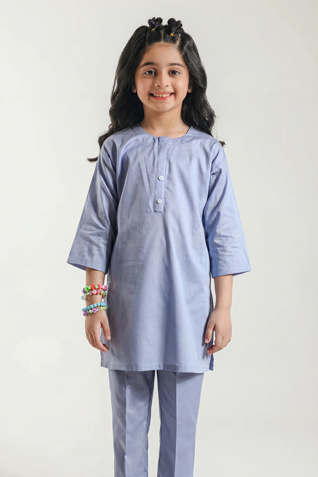 Stitched Cotton Jacquard Shirt/trouser For Kids - Image 2