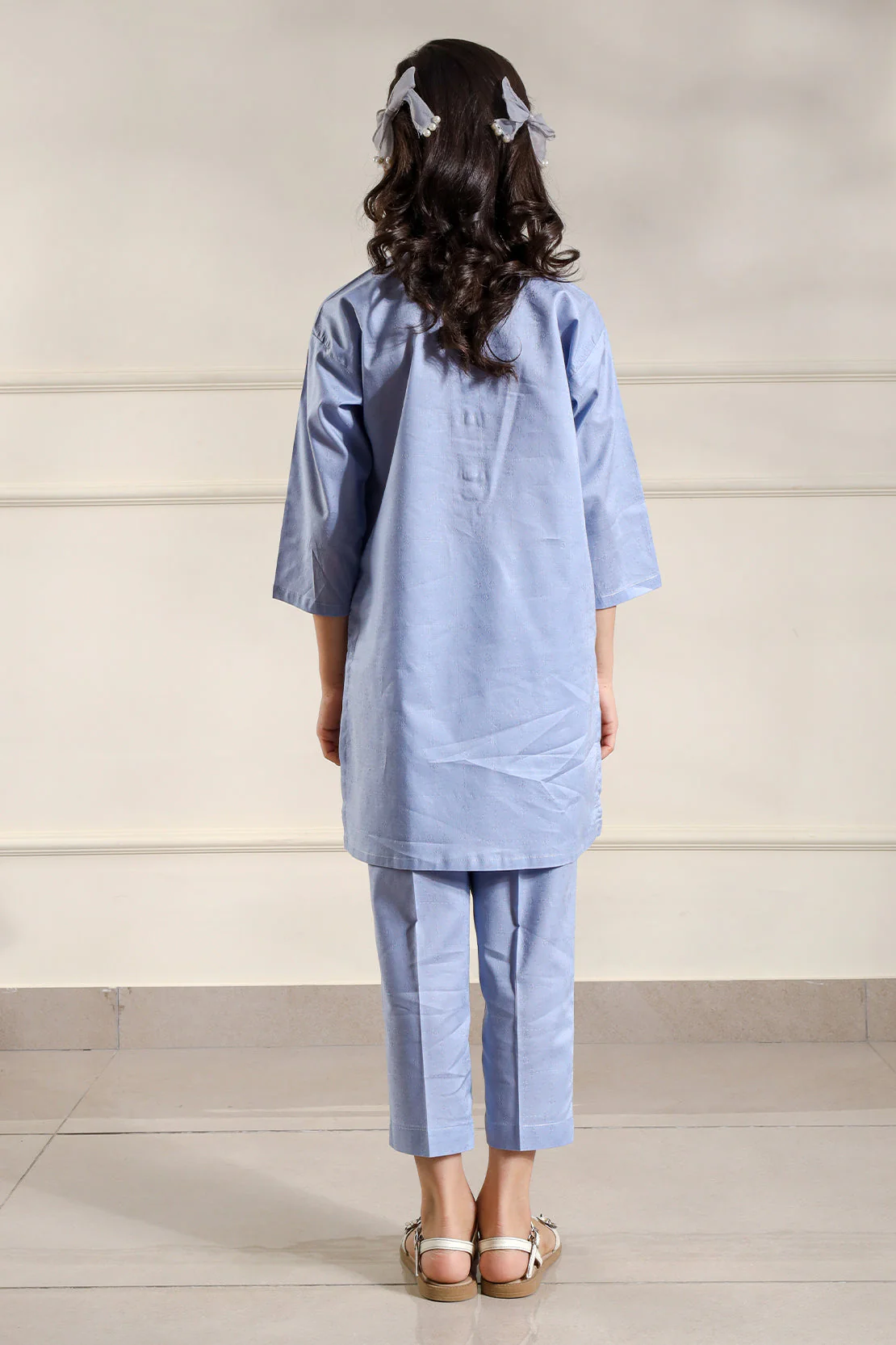 Stitched Cotton Jacquard Shirt/trouser For Kids - Image 4
