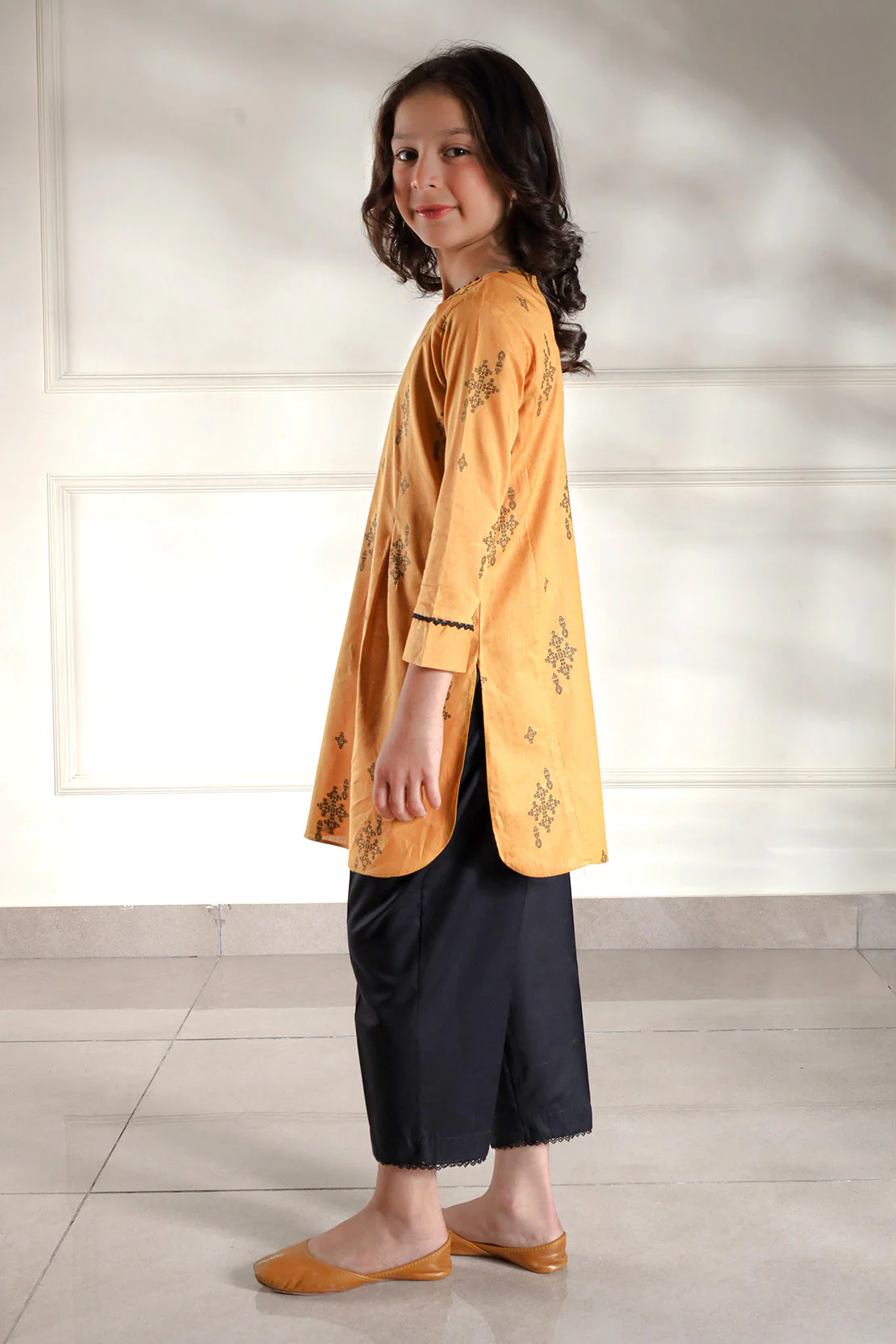 Stitched Cotton Jacquard Shirt/trouser For Kids - Image 3