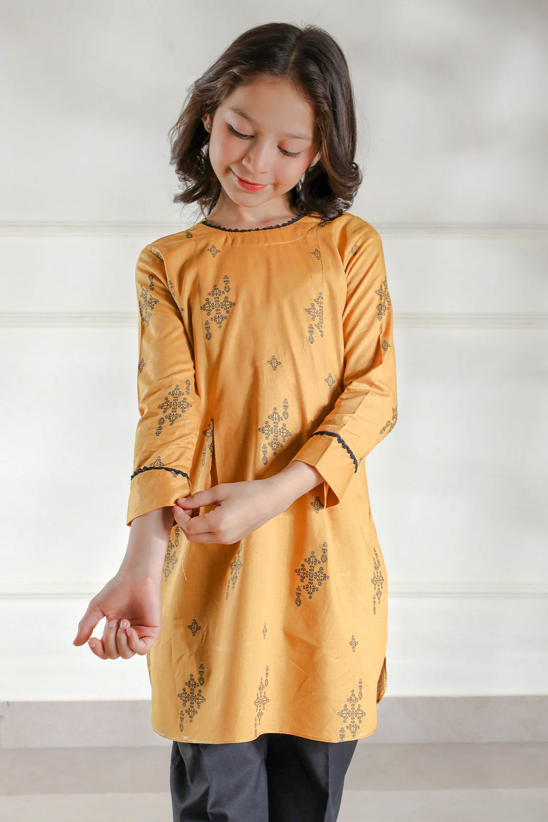 Stitched Cotton Jacquard Shirt/trouser For Kids - Image 4
