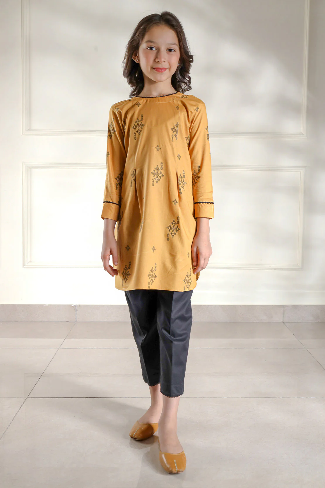 Stitched Cotton Jacquard Shirt/trouser For Kids - Image 6